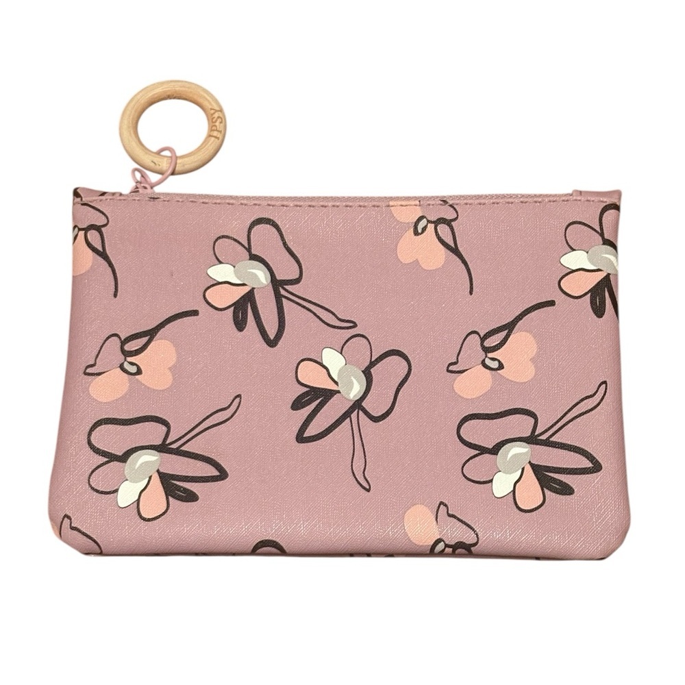 Ipsy Glam Pink Floral Pink Makeup Bag